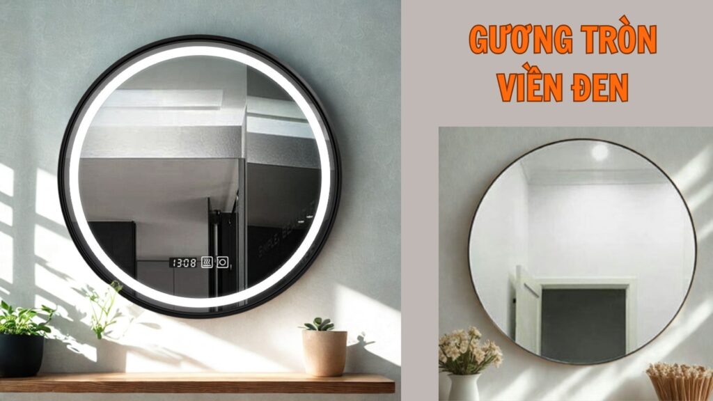 gương tròn viền đen